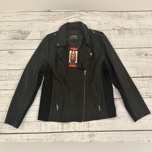 Sebby Collection Black Faux Leather Moto Jacket Women’s Size XL Full Zip